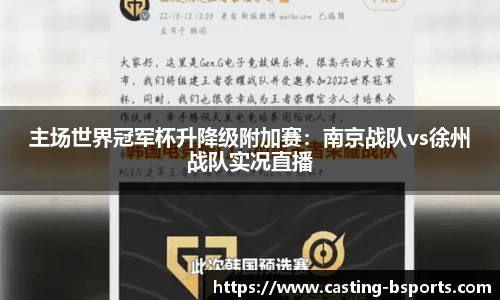 主场世界冠军杯升降级附加赛：南京战队vs徐州战队实况直播